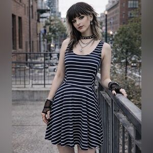 Mossimo Supply Co. black and White Striped Dress size medium